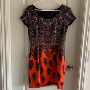 Club Monaco bright orange paisley dress